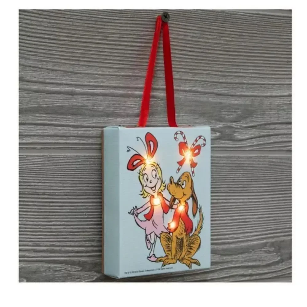 New Max & Cindy Lou Who Grinch Light Up Canvas Christmas Wall Decor